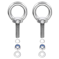 2Pcs M10 x 40mm 304 Stainless Steel Lifting Shoulder Eye Bolt with Nuts Washers