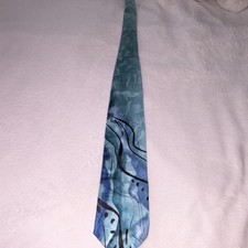 J. Garcia Collection Forty-One Blue Black Abstract Silk Satin Tie for Men