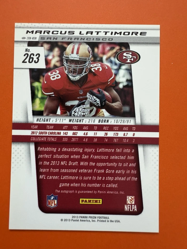 2013 PRIZM MARCUS LATTIMORE RC AUTO - Image 2 of 2