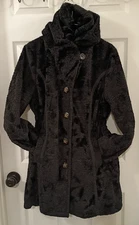 Laundry by Shelli Segal Reversible Faux Fur Persian Coat-Sz L Black