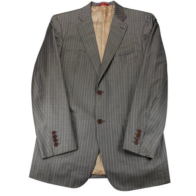 Isaia Napoli Sport Coat Suit Jacket Mens Size 44 R Gray Striped Super 140s Wool