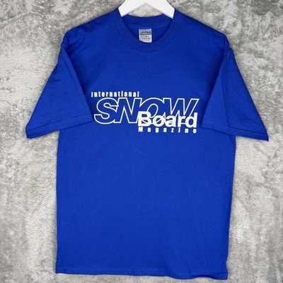 Vtg International Snow Board Magazine T-Shirt Mens Medium Blue Tee Promo Y2K
