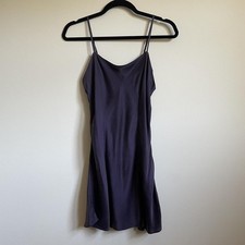 Vintage Victorias Secret 100 Silk Bias Purple Mini Slip Dress Nightgown Small