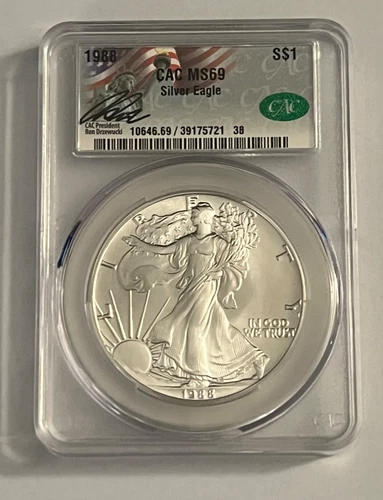 1988 Silver Eagle Dollar $1 - CAC MS 69