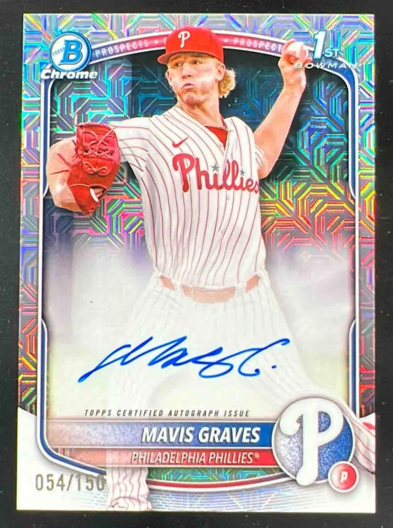 2025 Bowman Chrome HTA Choice Refractor #CPA-MG Mavis Graves RC Auto /150