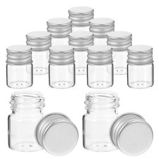 24Pcs Mini Glass Storage Bottles Reusable Clear Vials with Aluminum Caps