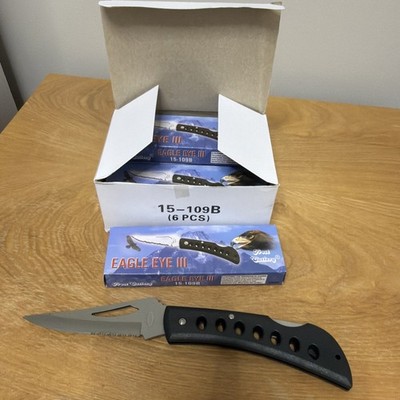 (6) Eagle Eye III 5''Tactical Folding Lokback Thumb Hole Serrated Blade  ALL NIB