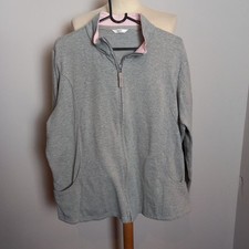Women's M  S Grey Jersey Zip Jacket Top Hoodie UK Size 24