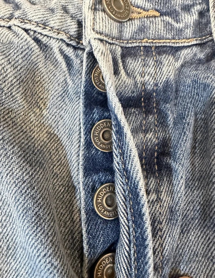 Pantalones de mezclilla para mujer Altar'd State azul claro pierna recta botón mosca talla 25 Foto 3 de 4