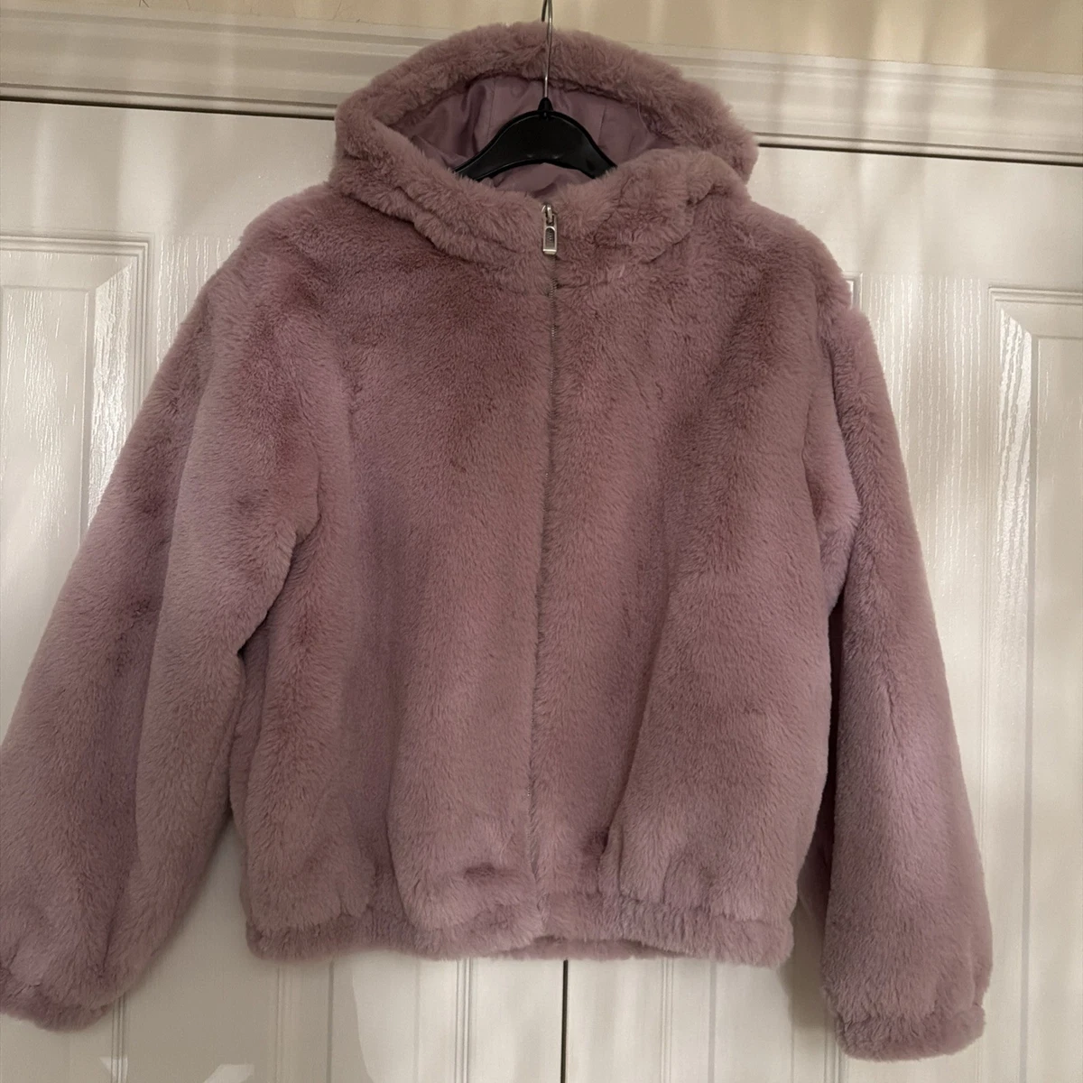 Excl Condition Dusky Pink Faux Fur Jacket Age 11-12 Minutes