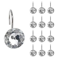 EleCharm 12 Pcs Bling Rhinestones Shower Curtain Hooks Bathroom Clear Crystal
