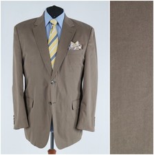 Mens Travel Blazer 46R US Size VIA CORTESA Light Brown Cotton Sport Coat Jacket