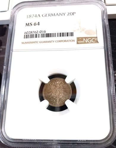 GERMANY 1874A 20 PFENNIG NGC MS 64