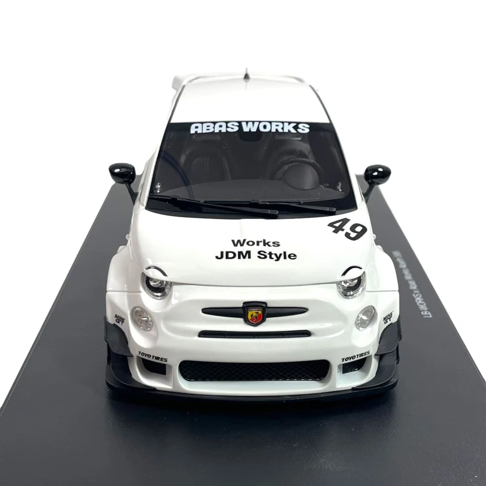 Modellino Auto Top Speed 1/18 Abarth 595 LB-Works x Abas Works Gara White - Immagine 2 di 4