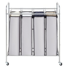 Uimoso Laundry Basket Hamper Clothes Bin Organiser Sorter Bag Cart 4 Section
