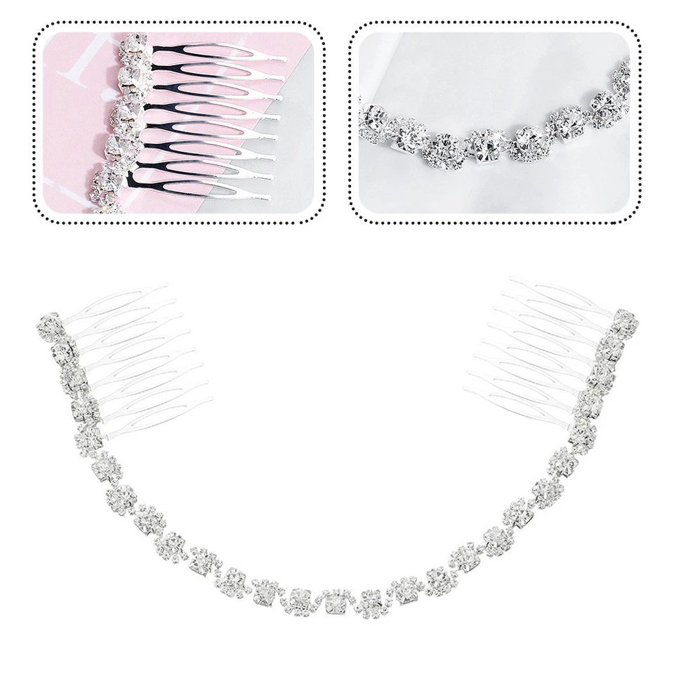  Pettine Per Capelli Da Sposa Cristallino Elegante Accessori Acconciature - Immagine 3 di 4