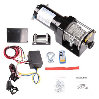 12V 2500lb Electric Winch Steel Rope Wireless Remote Trailer Boat Truck SUV ATV