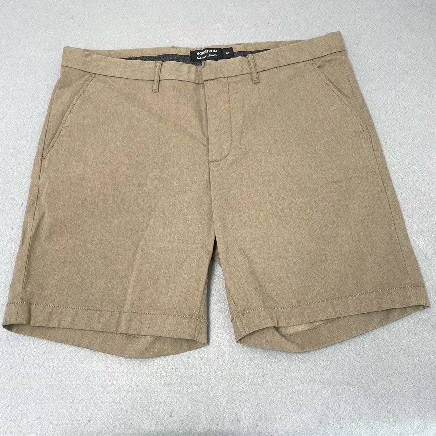 Nordstrom Tech-Smart Slim Fit Mens 35W Tan Khaki Chino Shorts N0468215MN