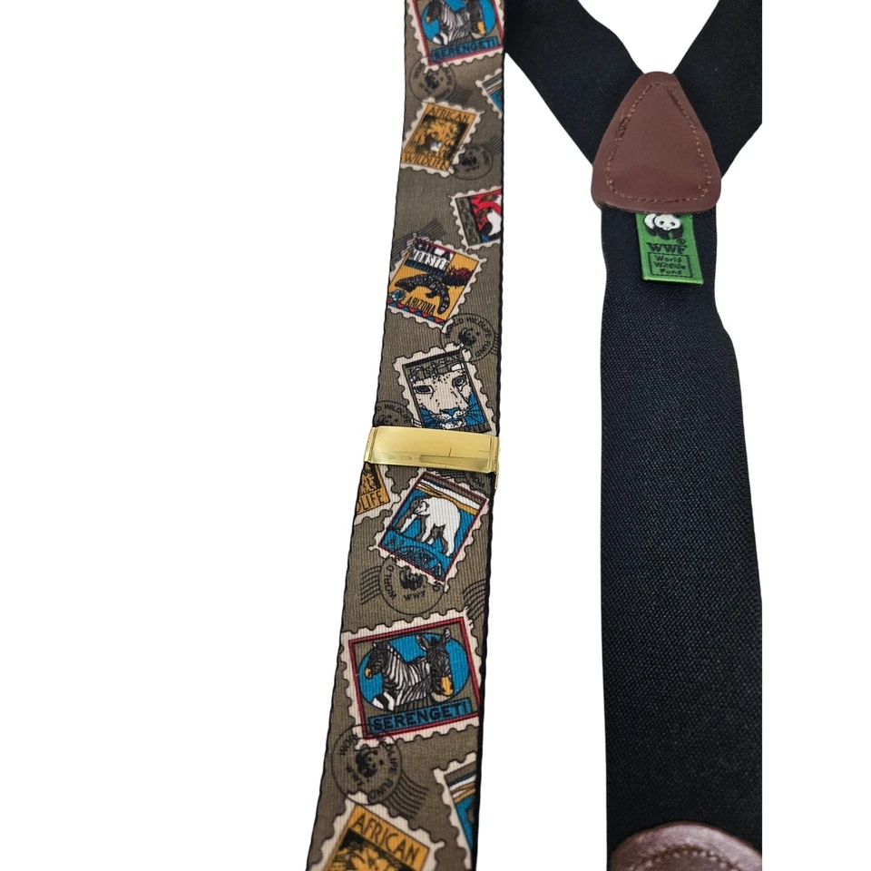 Estampilla de tirantes de la Federación Mundial de Vida Silvestre de los años 90 Kitsch Zoo animales de la selva Foto 4 de 4