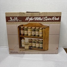 Vintage 12 Jar Filled Spice Rack by SJL 11 Jars included Retro Kitchen