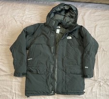 The North Face Boys 2XL 550 Hooded Black Puffer Jacket Down ZIPPER NEEDS REPAIR
