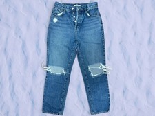 Pacsun High Rise Straight Ripped Jeans Women's Size 26 Medium Wash Button Fly