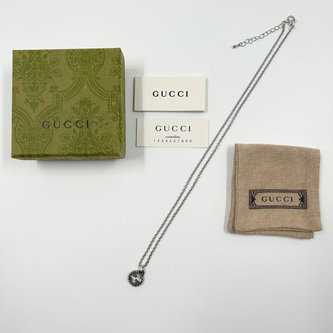 Auth GUCCI Necklace Arabesque Interlocking GG Sil… - image 3