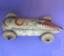 Vintage 1930's or  1940’s Sun Rubber Co Toy Race Car Boat Tail #5  4 1/2"