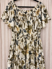 Torrid Washable Challis Off-Shoulder Tea Dress Floral Ivory Multi Size 3