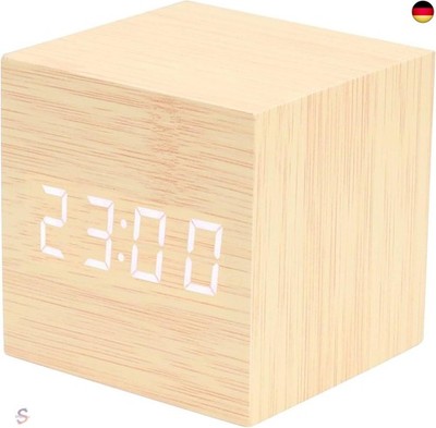 Wecker Digital aus Holz mit LCD-Display, digitaler Wecker Tischuhr mit