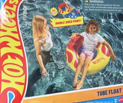 Hot Wheels and FUNBOY Reversible Double Sided Float Tube Swim Pool for Kids 34''