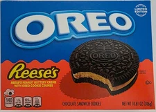 NEW OREO REESE'S PEANUT BUTTERY CREAM CHOCOLATE SANDWICH COOKIES LIMITED EDITION