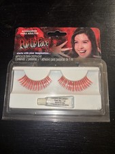 Red False Eyelashes w/ Adhesive Festival Rave EDM Costume Makeup Lashes