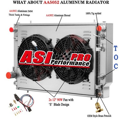 4 ROW Aluminum Radiator+Shroud Fan For 1976-1992 Jaguar XJS V12/ XJ12 5.3L 6L
