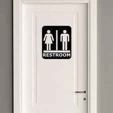 Unisex Public Restroom Bathroom Sign Business Store Window Wall Decal Sticker