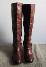 Freebird by Steven FB-Coal Women's Brown Leather Tall Knee High Lace Up Boots 9