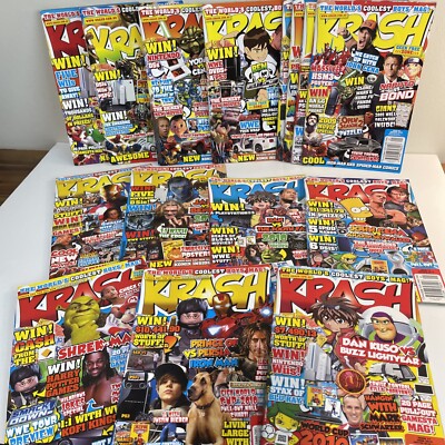Lot of 15 Krash Magazine 2009 Issues 60 to 79 Inc Yu-Gi-Oh, Ben 10, WWE, VGC!