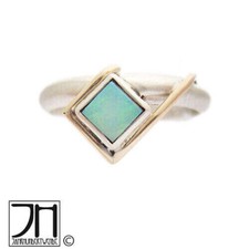Modernist Silber Opal Fingerring Gold Draht designer silver ring wire