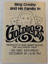 1970 small NBC tv special ad~ Bing Crosby And His Family in GOLDILOCKS