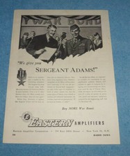 Antique 1945 Ad Eastern Amplifiers + Allied Radio Electronic Tubes
