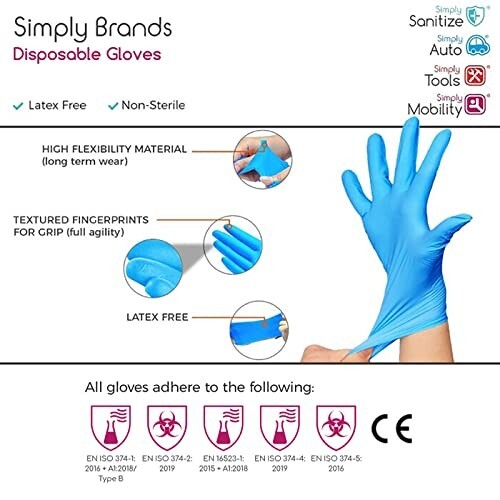 Simply Brands blaue Vinyl/Nitril-Mischung Einweghandschuhe Medium - Bild 3 von 9