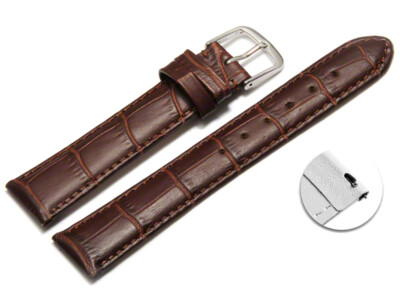 Schnellwechsel Uhrenarmband - echt Leder - Kroko Prägung - dunkelbraun - 12-22 m