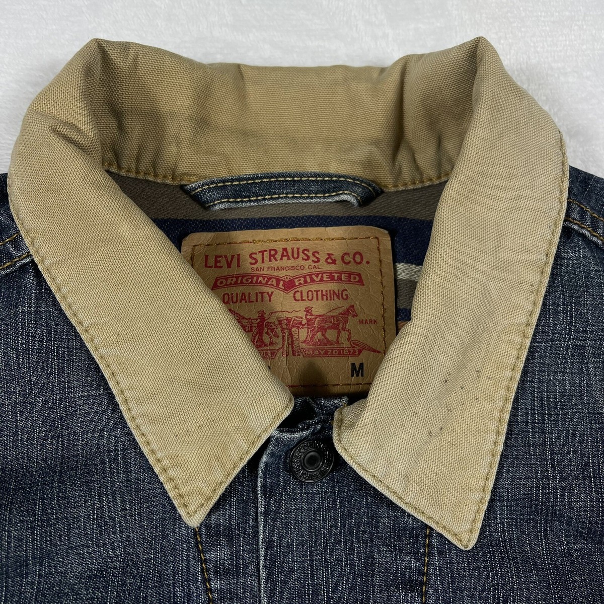 Levi’s Jacket Vintage 2000s Y2K 70518 Levis Denim Trucker Lined Mens Size M