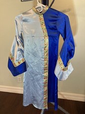 Girls Asian Costume Dress Blue Gold Embellishment Size 4-6 Polyester