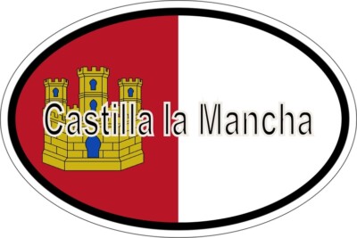Oval Sticker Flag Country Code Castilla La Mancha