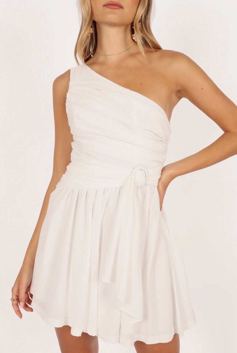 Do+Be Silk Petal And Pup Gilbert One Shoulder White Mini Dress