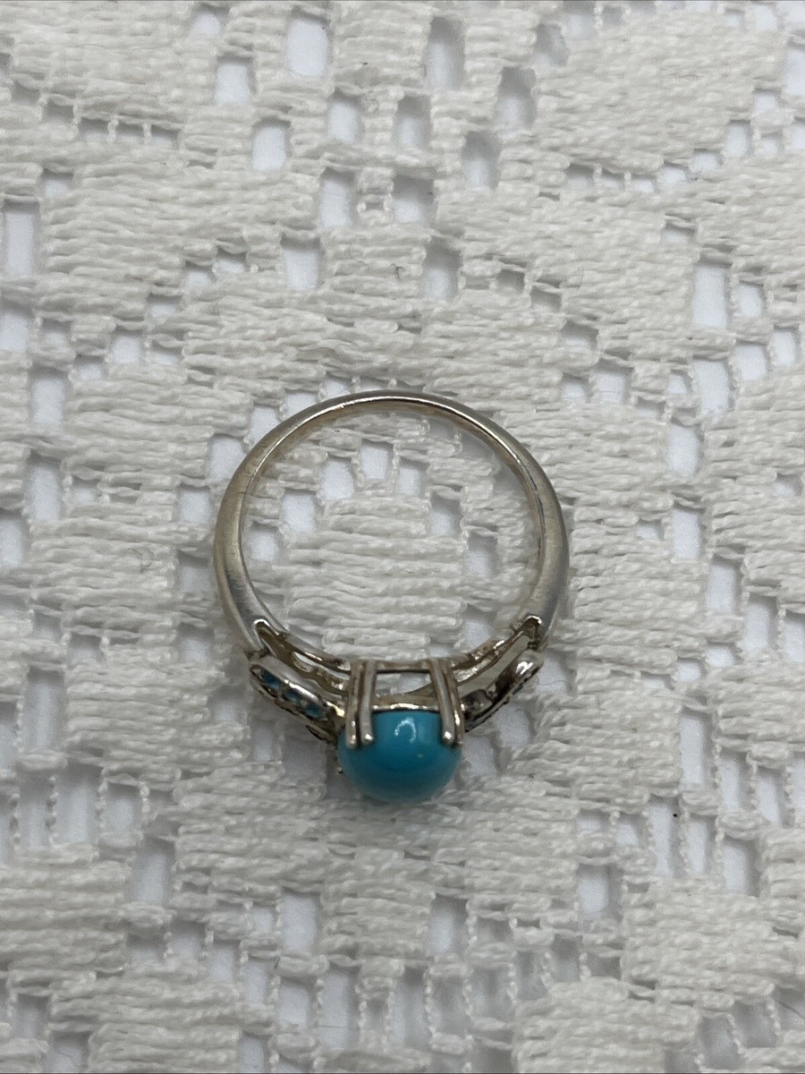 ★47bag ★ 925 Silver Antique Aqua Natural Stone Square Silv Jacqueline Silver Turquoise Sterling Silver 4 Stone Ring