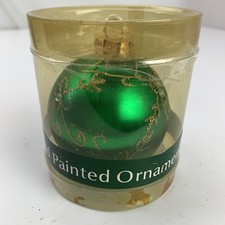 Green  Gold Glitter Ball Christmas Tree Ornament 3" Holiday