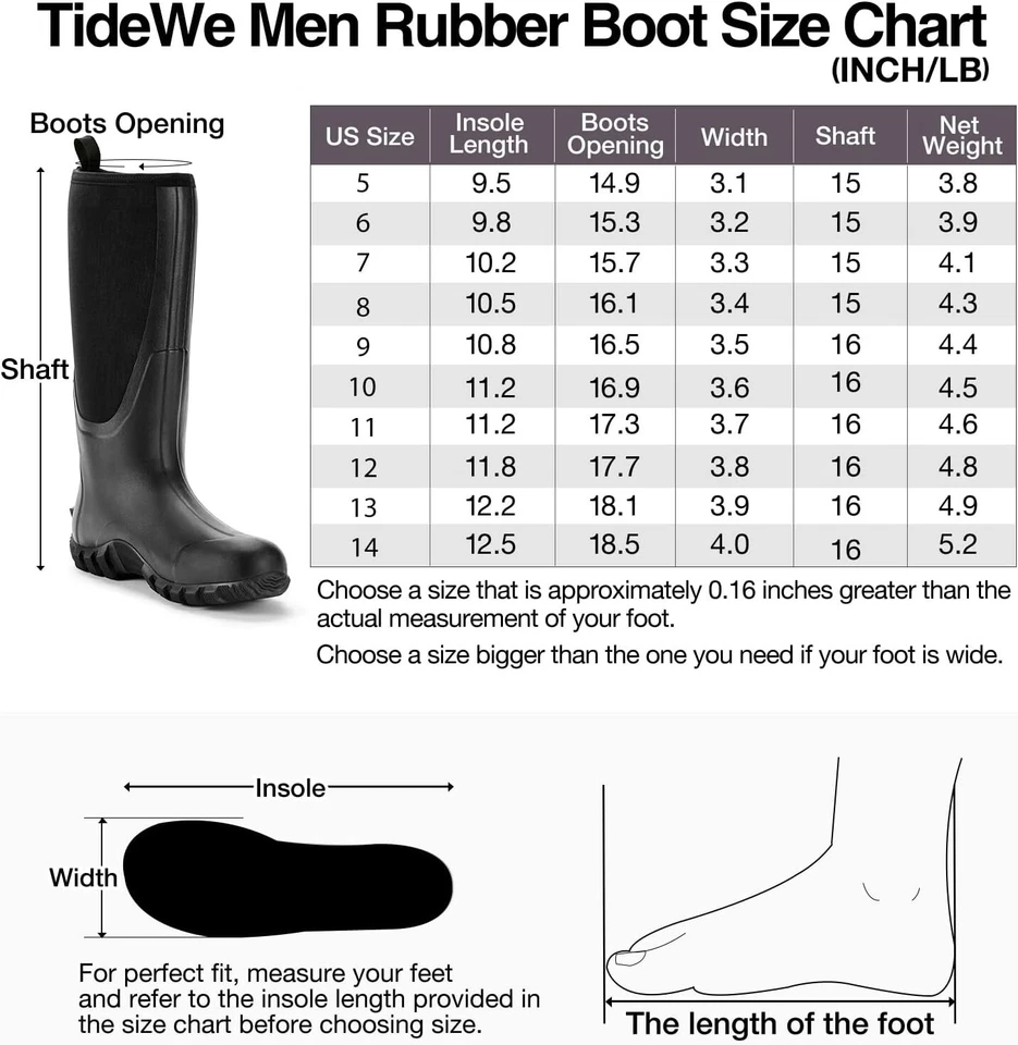 Rubber Boots Waders for Men Multi-Season Size 10 Black TIDEWE - Image 4 of 4