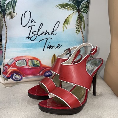 Michael Kors Ethel Platform Pumps Michael Kors Red Leather